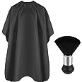 FEBSNOW Professional Hair Cutting Cape with Neck Duster Brush, Salon Barber Cape, Hair Cutting Accessories (Black)