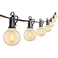 Outdoor String Lights 25 Feet G40 Globe LED Patio Lights with 13 Edison Plastic Bulbs(1 Spare), Waterproof Connectable Hangin