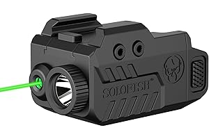 Solofish 500lm Tactical Flashlight Compatible for Compact with Rail, Green/Red/Blue Beam and White LED Combo with Strobe