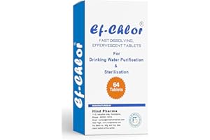 Ef-Chlor Water Purification 64 Tablets - 400mg Portable Drinking Water Purification & Sterilization Tablet Ideal for Emergenc