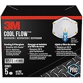 3M N95 Respirator 8511, 5 Pack, NIOSH-APPROVED N95, Features 3M COOL FLOW Exhalation Valve, Relief From Dusts & Certain Parti