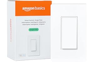 Amazon Basics Single Pole Smart Switch, Neutral Wire Required, 2.4 Ghz WiFi, Works with Alexa, White, 4.65 x 2.91 x 1.74 in