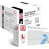 Basic Medical Synmax Vinyl Exam Gloves - Latex-Free & Powder-Free Disposable Glove - Large, BMPF-3003(1000 Pcs)