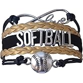 Softball Infinity Charm Bracelet- Softball Jewelry - Adjustable Bracelet for Softball Player, Team and Coaches Gifts