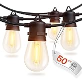 addlon 50FT LED Outdoor String Lights with Edison Shatterproof Bulbs, Weatherproof Strand, Commercial Grade Patio Lights, Dec
