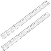 Pletpet 2 Pack 12 inch Clear Plastic Ruler Straight Shatterproof Rulers Transparent Rulers for Student School Office Supply R