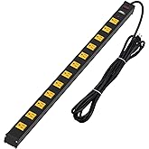 CRST Heavy Duty Surge Protector Power Strip Wide Spaced 12-Outlet 15 Feet Long Extension Cord with Mounting Brackets 15A Circ