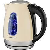 OVENTE Electric Kettle Stainless Steel Instant Hot Water Boiler BPA Free 1.7 Liter 1100 Watts Fast Boiling with Cordless Body