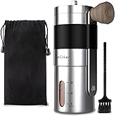 SimCoker Manual Coffee Grinder Ceramic Burrs Hand Coffee Grinder 304 Stainless Steel Compact size, Includes Cleaning Brush, S