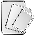 Wildone Baking Sheet Set of 3, Stainless Steel Cookie Sheet Baking Sheet Pan, 9/12/16 Inch, Non Toxic & Heavy Duty & Easy Cle