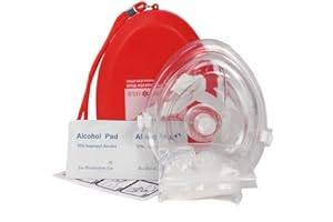 Ever Ready First Aid CPR Rescue Mask, Adult/Child Pocket Resuscitator, Hard Case with Wrist Strap, Gloves and Wipes