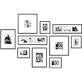 ArtbyHannah 10 Pieces Black & White Large Gallery Wall Frame Set, with Wood Frames and Family Photo Prints Collage for 14 Pic