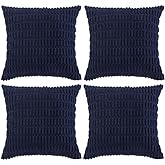 Fancy Homi 4 Packs Navy Blue Decorative Throw Pillow Covers 18x18 Inch for Living Room Couch Bed Sofa, Rustic Modern Farmhous