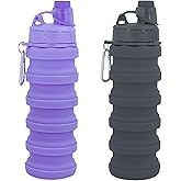 YCTMALL Collapsible Water Bottles Two Pack Travel Sports Portable Sport Water Bottle comes with mountaineering Buckle 500ml s