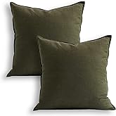 Jeanerlor 18"x18" Solid Cotton Linen Decoration Green Throw Pillow Case with Zipper Cushion Case Pillow Cover Decorative Pill