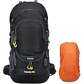 ShowyLive 60L Waterproof Backpack, Large Lightweight Camping Backpack for Men - Durable Hiking Backpack with Rain Cover, Mult
