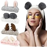 AHONEY Animals Ears Headbands, Cute Makeup Spa Fuzzy Skincare Headband for Washing Face Headband for Women Girls Coral Fleece