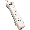 Tripp Lite 7 Outlet Surge Protector Power Strip, 7ft Cord, Right Angle Plug, 2160 Joules, & $75,000 INSURANCE (SUPER7) Ivory