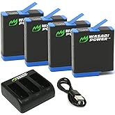 Wasabi Power Battery (4-Pack) and Triple Charger Replacement for GoPro HERO 8 Black (All Features Available), HERO 7 Black, H