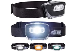 Gorilla Grip Ultra Bright 226 High Lumens LED Head Lamp 2 Pack, 7 Light Modes Water Resistant IPX4 Headlamp, Lightweight Adju