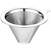 ANNMEXX Upgraded Pour Over Coffee Filter, Coffee Dripper, Paperless Mess Stainless Steel Coffee Filter, Maker One to Two Cup 