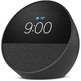 All-new Amazon Echo Spot (2024 release), Smart alarm clock with vibrant sound + Alexa, Black