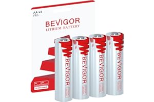 BEVIGOR 4 Pack 1.5V 3000mAh AA Lithium Batteries, Lithium Iron Batteries, Double A Batteries, High-Performance AA Batteries f