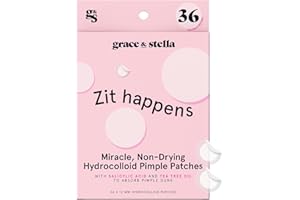 grace & stella Pimple Patches For Face (Round, 36 Count) - Hydrocolloid Acne Patches for Face - Dermatologist Tested, Vegan, 