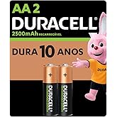 Pilha Recarregável AA Pequena DURACELL com 2 unidades