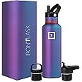 IRON °FLASK Sports Water Bottle - 3 Lids (Narrow Straw Lid) Leak Proof Vacuum Insulated Stainless Steel - Hot & Cold Double W