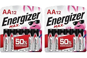 Energizer E91BW12EM AA Batteries (12 Count), Double A Max Alkaline Battery (Pack of 2)