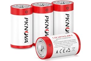 PKNOVA C Batteries 4 Pack, 1.5v LR14 Type C Batteries, Long-Lasting Alkaline C Cell Batteries, Size C Battery for Household a