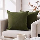 Top Finel Square Decorative Throw Pillow Covers Soft Chenille Cushion Case Solid Green 18 X 18inch for Couch Bedroom Sofa 45 