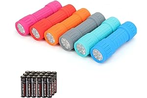 EverBrite 9-LED Flashlight 6-Pack Compact Handheld Torch Assorted Colors with Lanyard 3AAA Battery Included (Hurricane Suppli