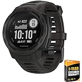 Garmin Instinct, Rugged Outdoor Watch with GPS, Features Glonass and Galileo, Heart Rate Monitoring and 3-Axis Compass, Graph