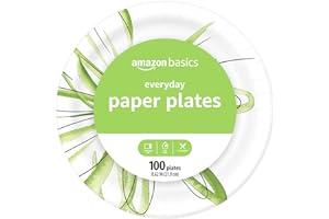 Amazon Basics Everyday Paper Plates, 8.62 Inch, Disposable, 100 Count