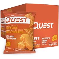 Quest Nutrition Nacho Cheese Flavour Tortilla Style Protein Chips, High Protein, Gluten Free, Baked, Not Fried, 1g Sugar, 5g 