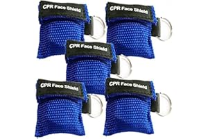 LSIKA-Z 5pcs CPR Face Shield Mask Keychain Ring Emergency Kit CPR Face Shields for First Aid or CPR Training (Blue-5)