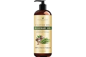 Handcraft Blends Castor Oil with Rosemary Oil - 8 Fl Oz - 100% Pure and Natural - Premium Grade Oil for Hair Growth, Eyelashe