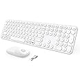 seenda Wireless Keyboard and Mouse, USB & Type C Keyboard Mouse Combo, Full Size White Wireless Keyboard Compatible for Win 7