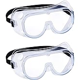 YunTuo 2 pack Safety Goggles, Adjustable,Lightweight Anti-Fog Protective Safety Glasses, Eye Protection, White