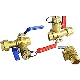 HYDRO MASTER Tankless Water Heater Service Valve Kit with Pressure Relief Valve 3/4-Inch IPS Isolator Clean Brass
