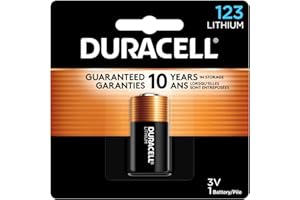 Duracell CR123A 3V Lithium Battery, 1 Count Pack, 123 3 Volt High Power Lithium Battery, Long-Lasting for Home Safety and Sec