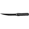 CRKT Hissatsu Fixed Blade Knife with Sheath: Law Enforcement, Survival, Black Dual Grind Tanto, Textured Rubber Grip, Molle C