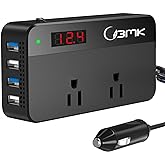 BMK 200W Car Power Inverter DC 12V to 110V AC Car Inverter 4 USB Ports Charger Adapter Car Plug Converter with Switch and Cur