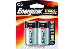 Energizer Max C Batteries, Premium Alkaline C Cell Batteries (2 Battery Count)