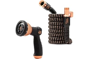 Pocket Hose Copper Bullet Expandable Garden Hose w/10 Pattern Thumb Spray Nozzle AS-SEEN-ON-TV 25 FT 650psi 3/4 in Patented L