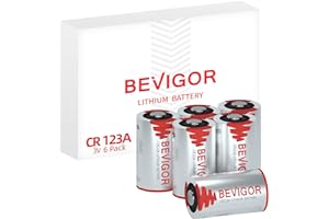 BEVIGOR CR123A 3V Lithium Batteries 6 Pack,1500mAh Photo Lithium Battery, 3 Volt 123 Battery Lithium for Flashlight and Secur