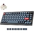 Keychron V1 Max 75% Custom Wireless Mechanical Keyboard, 2.4 GHz/Bluetooth 5.1/Wired RGB with QMK/VIA Programmable Knob, Hot-