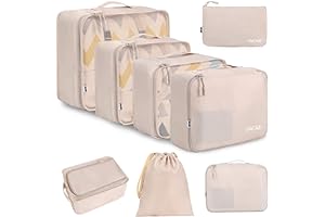 BAGAIL 8 Set Packing Cubes Luggage Packing Organizers for Travel Accessories-Cream